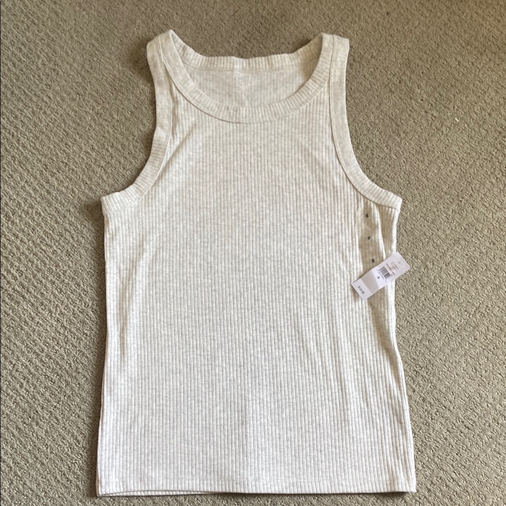 GAP White Fitted Ribbed Tank Top